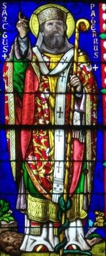 Detail of A Stained Glass Window of Saint Paternus of Vannes 1878 Artist Unknown Saint Peter Cathedral of Vannes Morbihan France Photographed On 26 October 2012 By Fab5669