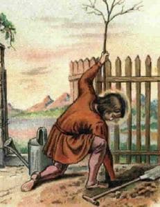 Detail of A German Saint Phocas The Gardener Holy Card Date And Artist Unknown