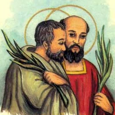 Detail of An Antique Holy Card of Saints Quartus And Quinto of Capua By Bertoni Date Unknown