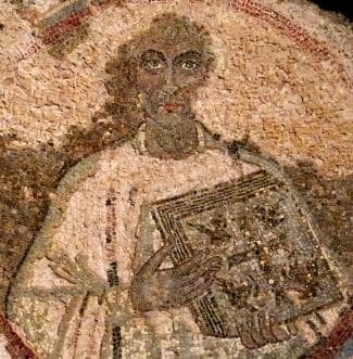 Detail of A 5Th Century Mosaic Portrait of Saint Quodvultdeus San Gennaro Catacombs Naples Italy