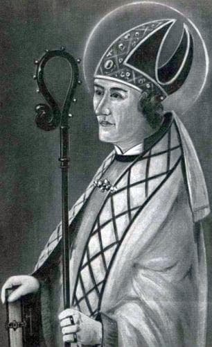 Detail of A German Holy Card of Saint Ralph of Bourges Date And Artist Unknown