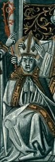 Detail of An Illustration Depicting The Consecration As Bishop of Saint Rigobert of Rheims Flemish Miniature In A French Language Version of The Golden Legend C1470 Artist Unknown