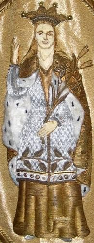 Detail of An Image of Saint Rolende On A Banner In The Church of SaintMichelEtSainteRolende In Gerpinnes Belgium Date And Artist Unknown Photographed In May 2015 By Grentidez