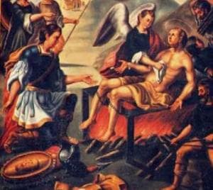 Detail From A Painting Depicting The Conversion of Saint Romanus Ostiarius