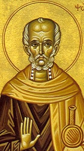 Detail of An Icon of Saint Sampson of Constantinople Date And Artist Unknown