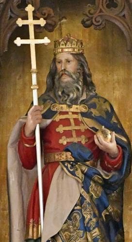 Statue of Saint Stephen of Hungary Date And Artist Unknown Main Altar of The Church In Fertőendréd Hungary Photographed On 19 November 2021 By Pasztilla