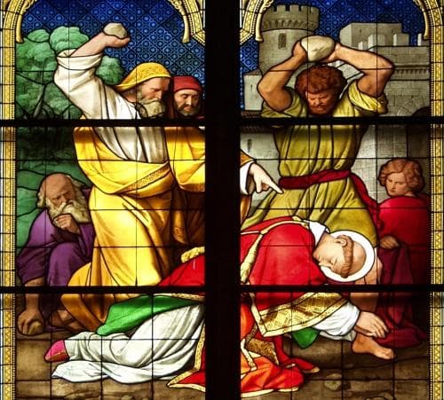 Detail From The Stained Glass Window Known As The Bayern Window Depicting The Stoning of Saint Stephen Date And Artist Unknown Cologne Cathedral Cologne Germany Photographed On 1 May 2006 By Raimond Spekking
