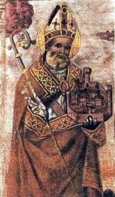 Detail of A Fresco of Saint Ubaldus Baldassini Gubbio Italy