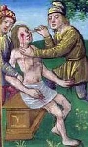 Detail From An Illuminated Miniature of The Martyrdom of Saint Victor And Saint Corona On A Full Leaf From A Book of Hours France Paris Ca 1480