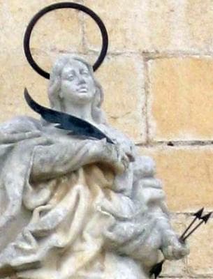 Photograph of A Statue of Saint Victoria Date Unknown Artist Unknown In The Front of The Church of Saint John The Baptist Alcalà De XIVert Spain