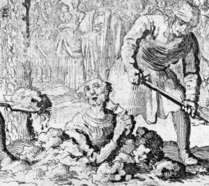 Saint Vitalis of Milan Being Buried Alive Etching By Jan Luyken Late 17Th Century