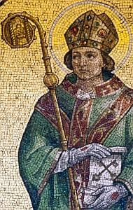Mosaic of Saint Wilfrid of York In The Jesuit Church In Preston Lancashire England