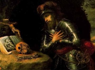 Detail of A Portrait of Saint William of Aquitaine C1630 By Antonio De Pereda