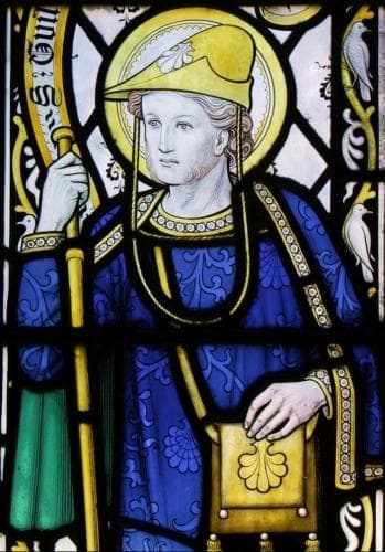 Detail of A Stained Glass Window of Saint William of Perth C1900 Artist Unknown Cathedral of Rochester England