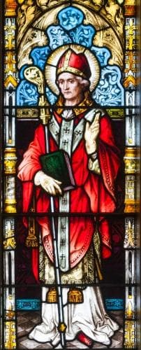 Detail of A Stained Glass Window of Saint William of York Artist Unknown 1893 Third WestMost Window North Aisle Saint MuredachS Cathedral Ballina County Mayo Ireland Phogoraphed On 14 September 2013 By Andreas F Borchert