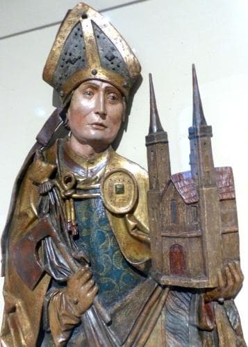 Detail of A BasRelief Sculpture of Saint Wolfgang of Ratisbon 16Th Century Artist Unknown Museum In The Castle of Cadolzburg Middle Franconia Germany Photographed On 14 January 2018 By Wolfgang Sauber